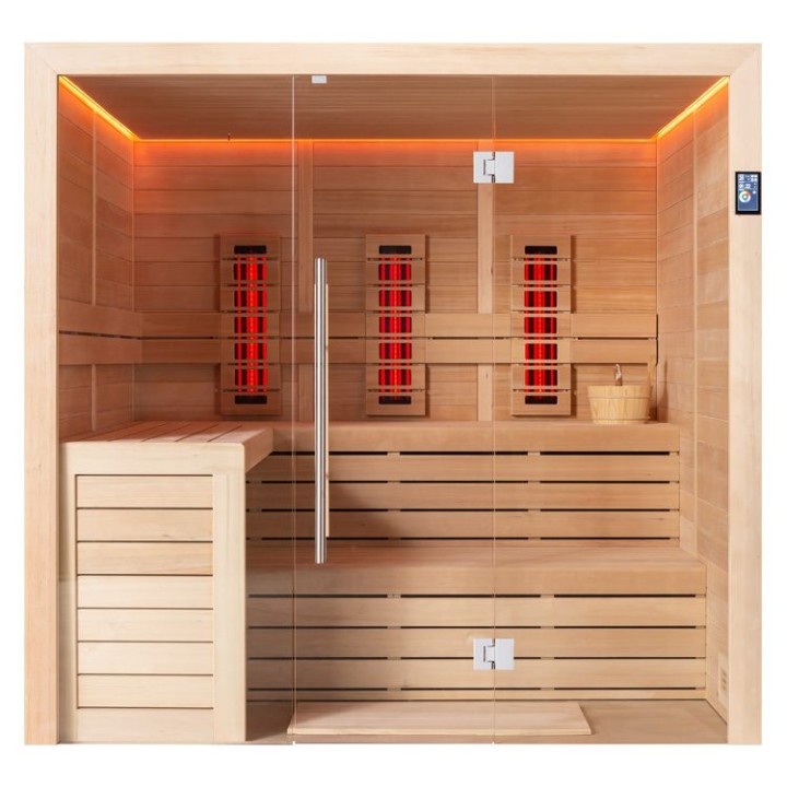 Finská sauna EAGO AWT E1612C-IR hemlock 180×160 9 kW TheWall