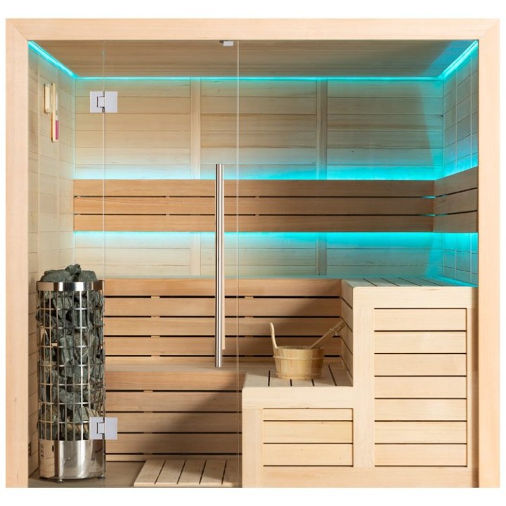 Finská sauna EAGO AWT E1613B hemlock 200×180 9 kW Cilindro
