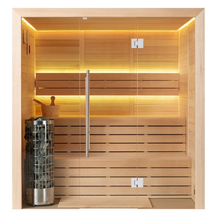 Finská sauna EAGO AWT E1614A hemlock 200×160 9 kW Cilindro