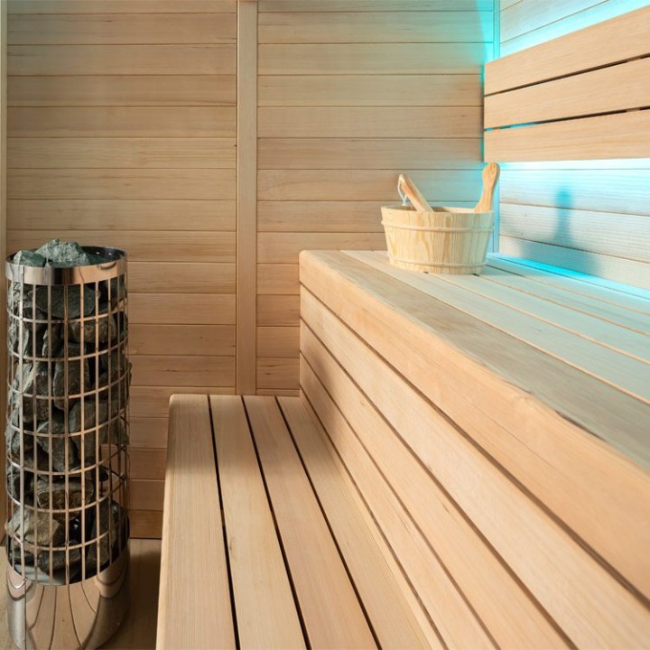 Finská sauna EAGO AWT E1614C hemlock 160×150 6,8 kW Cilindro