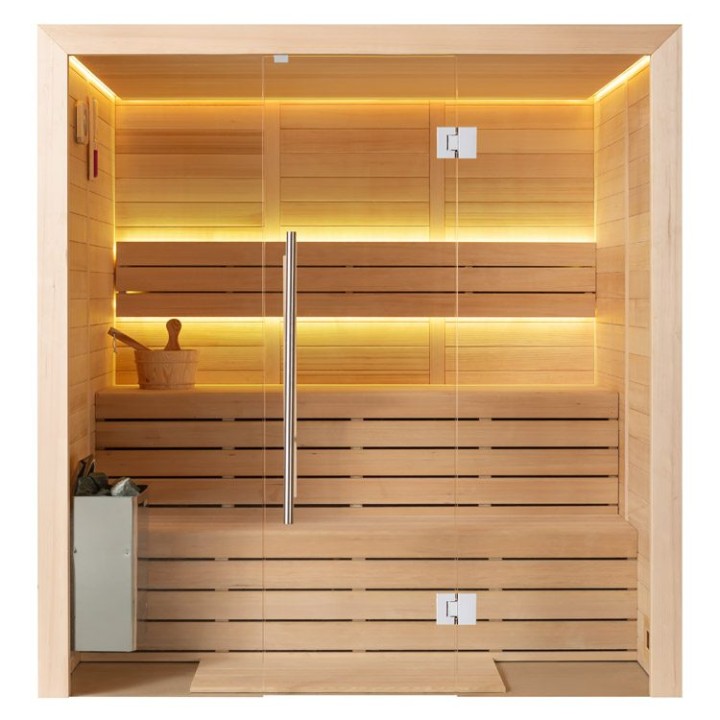 Finská sauna EAGO AWT E1614C hemlock 160×150 6 kW TheWall