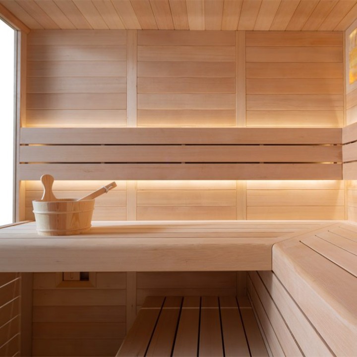 Finská sauna EAGO AWT E1622B hemlock 200×170 9 kW Cilindro