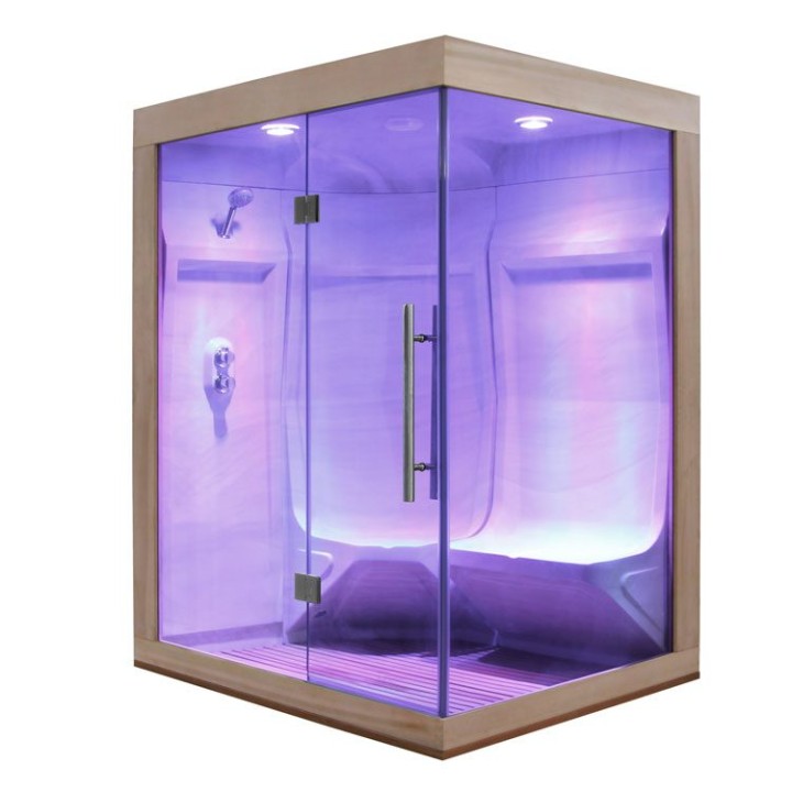 Parní sauna EAGO AWT W200A červený cedr 165×135 levé provedení